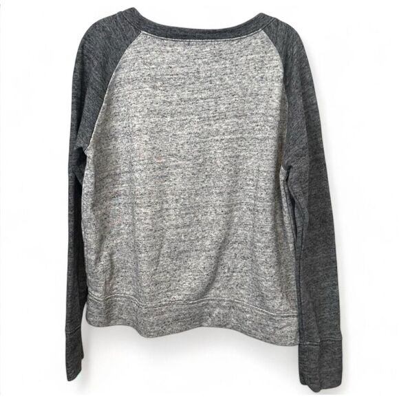 DKNY  Women's Gray Crew Neck Sweater Medium Zippered Shoulder Pullover - Picture 3 of 4